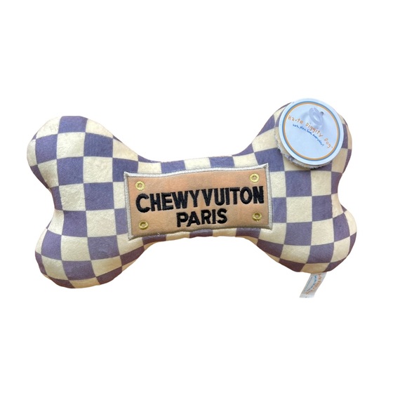 Dog Diggin Designs Toy w/Squeaker - Chewy Vuiton Cream/Grey Size LARGE! New - Picture 15 of 16